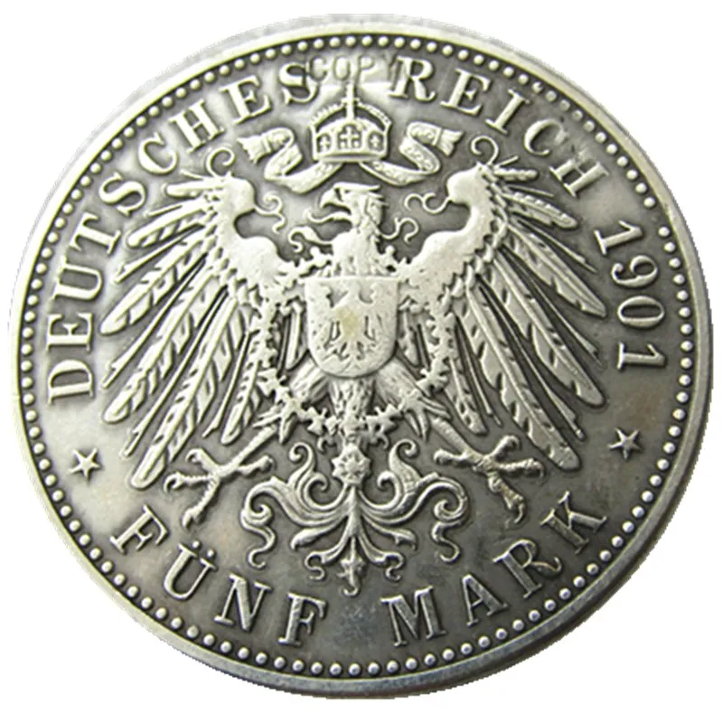 

GERMAN STATES BADEN 1901 5 mark Silver Plated Copy coin