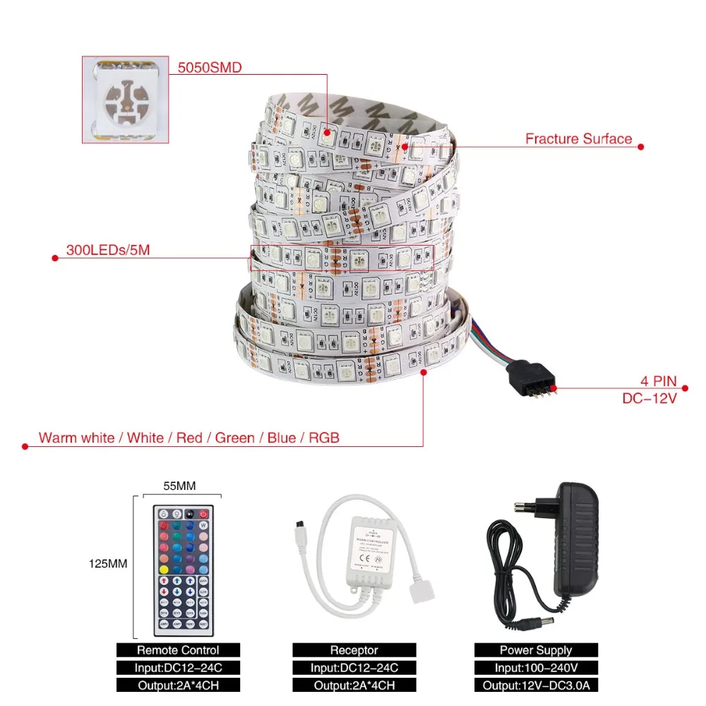 5 м 300 светодиодов неводостойкий RGB светодиодный светильник SMD5050 12 В постоянного тока 60 светодиодов/м гибкая светодиодная лента Диодная гирлянда ленточная лампа праздничный светильник ing