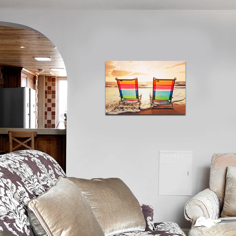 Top Qualitat Seascape Leinwand Gemalde Strandkorb Auf Meer Druck