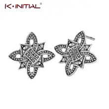 Kinitial славянские руны сережки-крестики для женщин модные ювелирные изделия Золото Серебро Цвет Флер де Лис серьги женский свадебный подарок