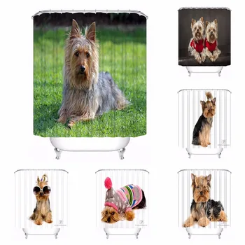 

Custom Dogs Yorkshire Terrier Waterproof Bathroom Acceptable Shower Curtain Polyester Fabric Bathroom Curtain #180318-09