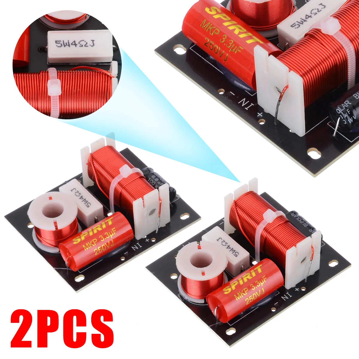 2 Way 2 Unit HiFi Audio Treble Bass Speaker Frequency Divider 400W Crossover Speaker Frequency Divider Stereo Crossover Filters