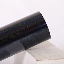 Голографическая ПУ теплопередача Винил 50 см x 25 м черный тепло винилы гладить на передачи для одежды стикер пленка HTV рубашки творческие