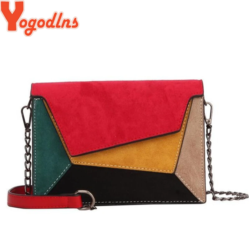 Yogodlns الرجعية ماتي خليط أكياس Crossbody للنساء حقيبة ساع سلسلة حزام حقيبة كتف سيدة صغيرة رفرف كريسس-حقيبة مقصية