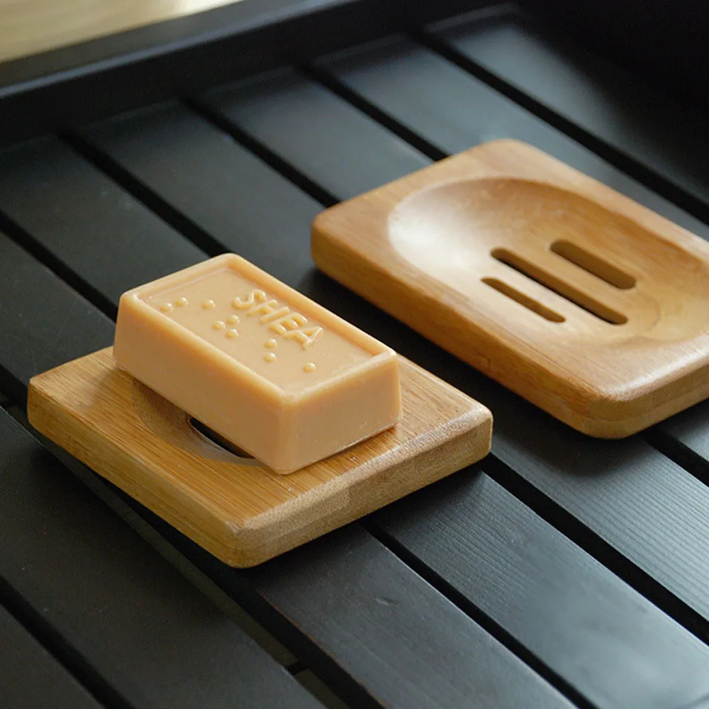 Wooden Natural Bamboo Soap Dish Wooden Soap Tray Holder Storage Soap