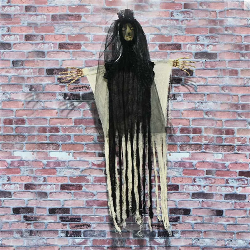 

Halloween Decorations for Home Hanging Electric Ghost with Skull Head Creepy Eyes Sacay Voice Halloween Party Decor Horror Props