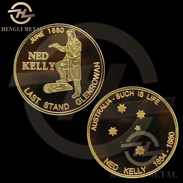 

30pcs /lot 40*3mm Australia National Hero1 oz Ounce 999. Gold Clad NEW NED KELLY Coin - Such Is Life Souvenir Challenge Coin