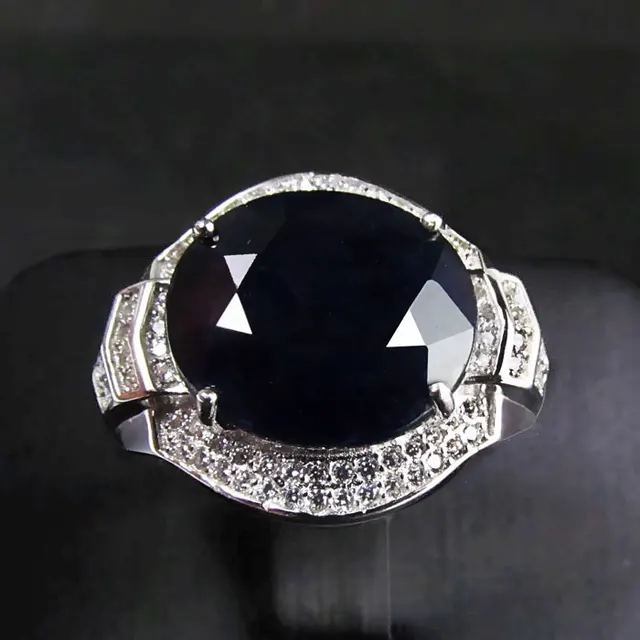 Buy Natural sapphire gem Man ring genuine solid 925