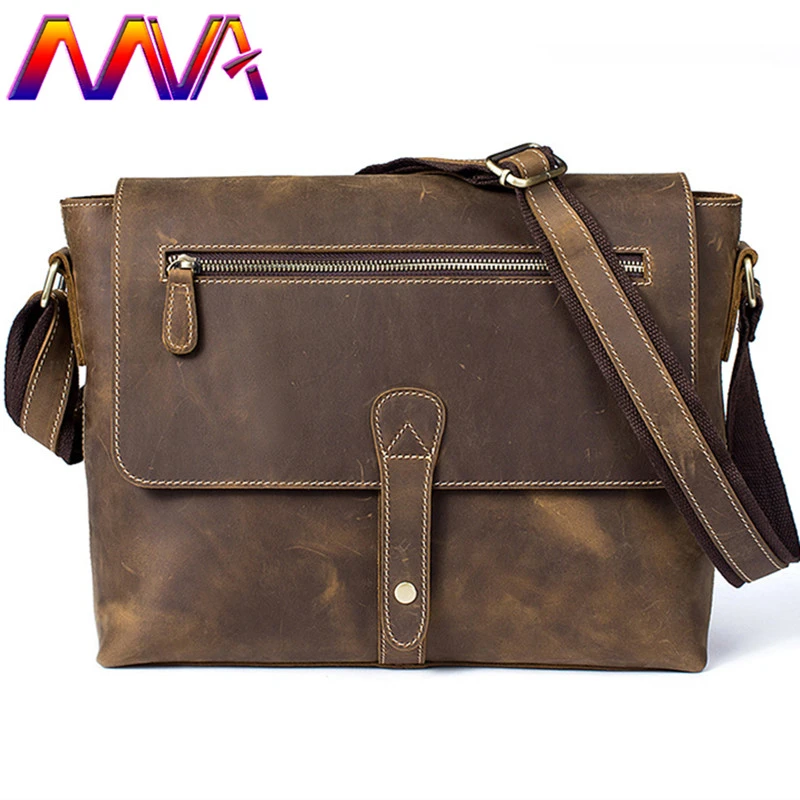 

MVA Hot sale crazy horse men shoulder bag with genuine leather men crossbody bag for fashion business men vintage shoulder bags