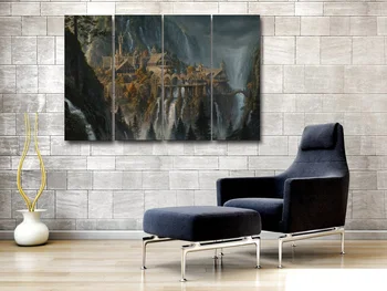 

Canvas Modular Poster Painting 4 Pieces Fantasy Art Castle for Living Room Wall Modern Art Home Decor Pictures