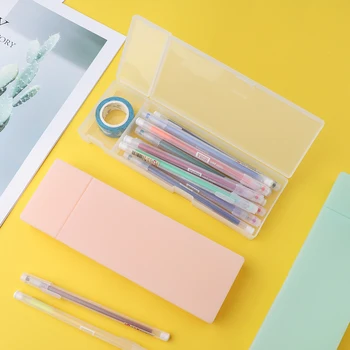 

Clear Style Transparent Pencil Case Simple Pencil Box Plastic Storage Pencilcase Box Learning Stationery Office Supplies