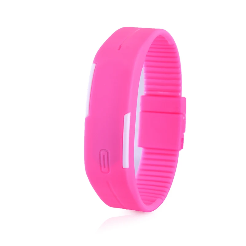 Светодиодный часы для мужчин для женщин часы красочные резиновые Творческий Цифровые часы календари светодиодный LED электронные наручные часы montre femme saat - Цвет: pink