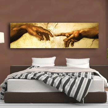 

Canvas Painting Creation of Adam! Hand of god! Classical Religion 5 pieces Poster Living Room Home Decor Print Wall Art Pictures