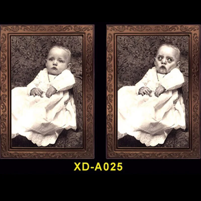 

Halloween Theme Party Decoration Props Lenticular Spooky 3D Changing Face Horror Craft Supplies Portrait Haunted Painting Frame