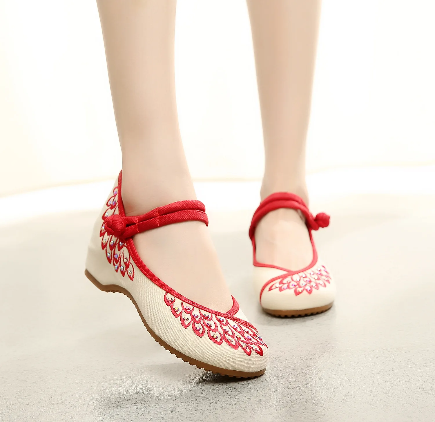 Rhinestone Cloth Shoes Women Summer 2016 Thicker Wedge