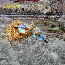 Новые винтажные оправы для очков, оптические женские круглые Oculos De Grau, женские очки, Мужская металлическая ножка, синяя Блокировка света