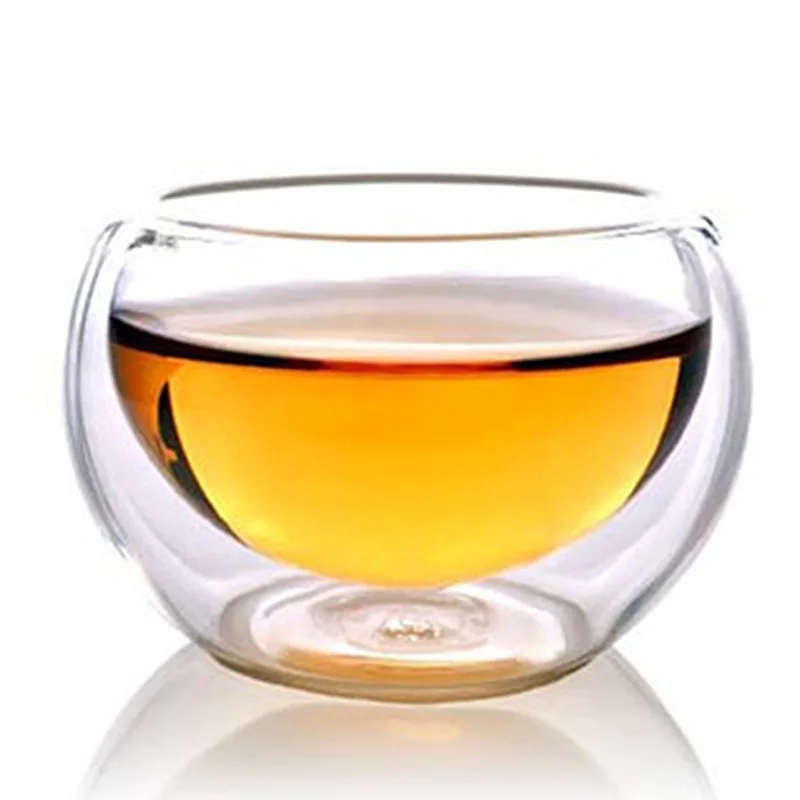 6 шт Стекло 50 мл, прозрачный стеклянный двойной-Слои маленький чайный набор с чашками жар-устойчивая изоляция кунг-фу Чай чашка с защитой от ожогов