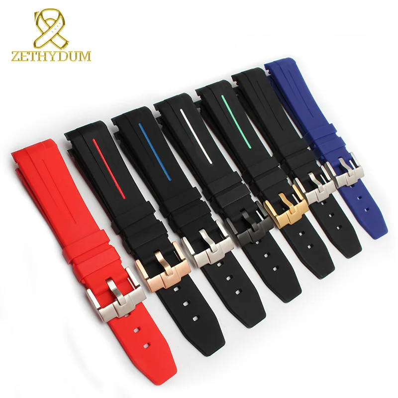 Silicone Rubber bracelet 20mm 21mm watchband sport watch strap curved interfaces wristband