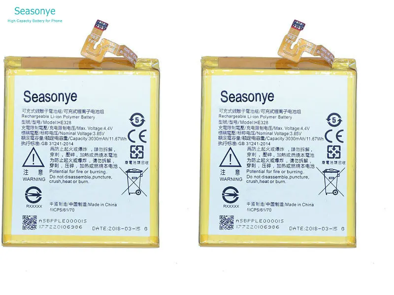 

Seasonye 3030mAh / 11.67Wh HE328 / HE 328 Phone Replacement Battery For Nokia 8 Batterie Bateria Batterij 2pcs/lot