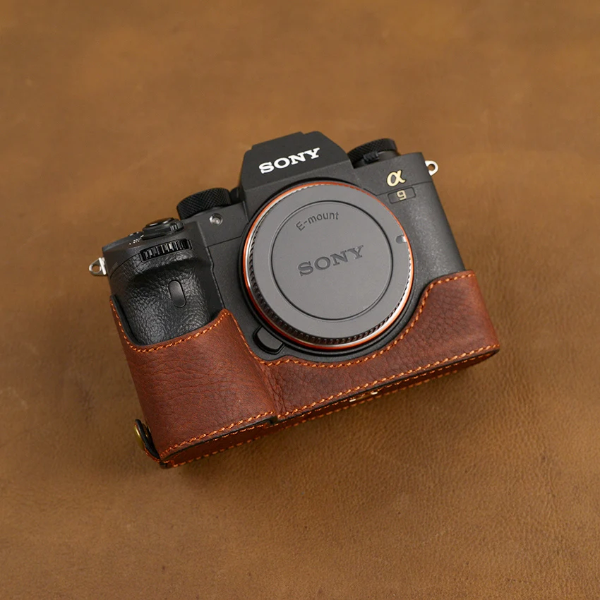 Купить Aydgcam из брендовой натуральной кожи Камера чехол для sony A9 A7R III A7R Mark III Камера сумка ручной работы Половина Обложка ручка Винтаж случае