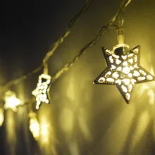 5 м 20 светодиодных железных полых звездных сказочных гирлянд, вечерние, домашние, детская комната, патио, свадьба, Рождественский Декор, теплый белый