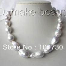 Ювелирные изделия 00543 потрясающий большой 25 мм барокко белый серый кеши возрождается пресноводные жемчужные ожерелья