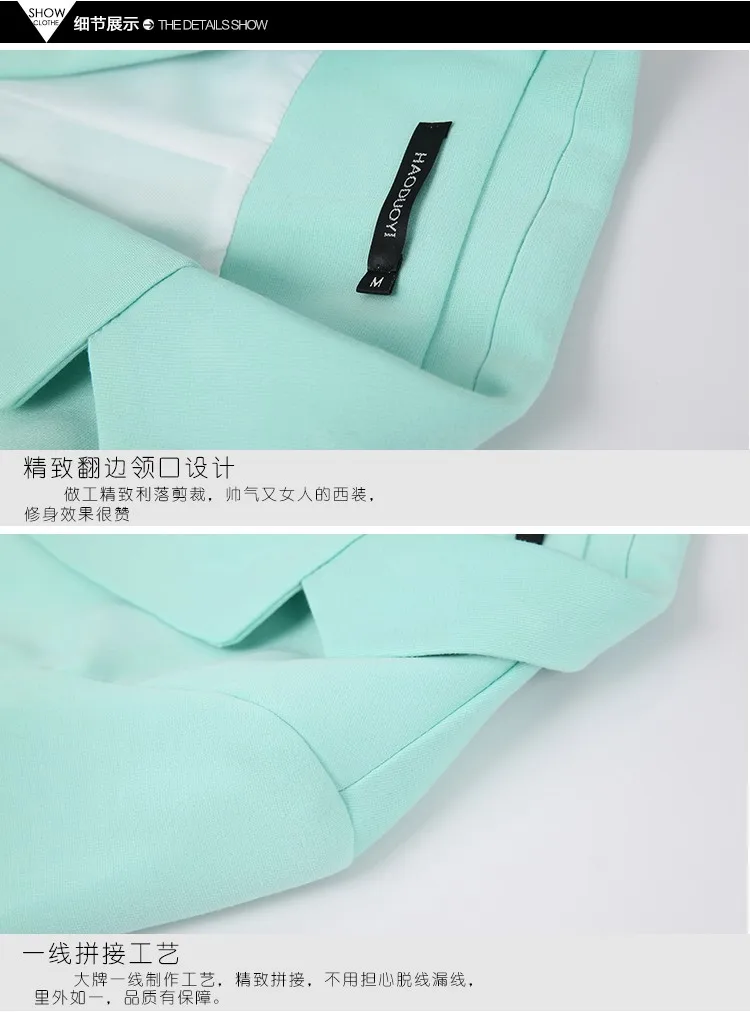 Корейский Блейзер Для женщин выращивания диких конфеты цвет Повседневное тонкий Куртки 3 четверти рукавами костюм MS Блейзер Femme плюс размеры пальто 412