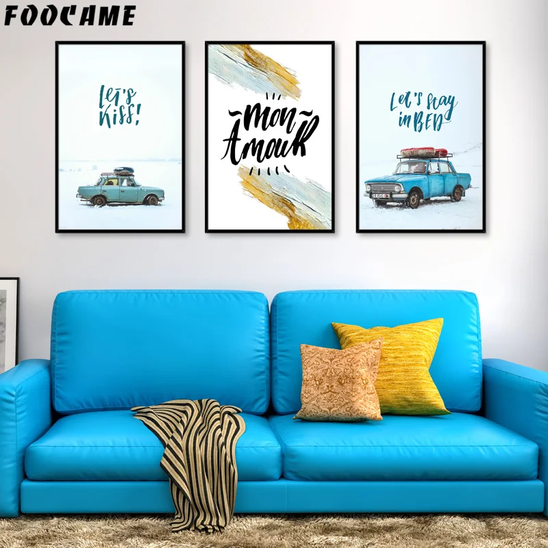 

FOOCAME Retro Car Letter Nordic Style Posters and Prints Art Canvas Painting ModernHome Decoration Wall Pictures For Living Room