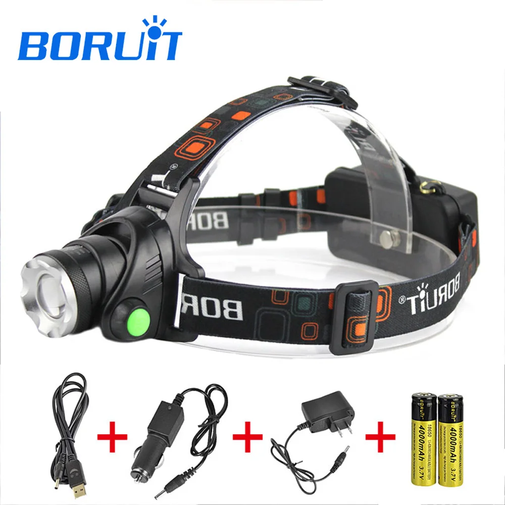 

BORUIT 6000LM XML T6 LED Headlight linterna frontal head Torch Lantern 3 Modes White Light For Fishing Hunting Use 18650 Battery