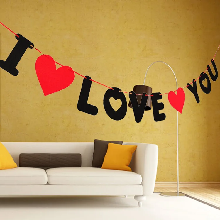 10pcs/set 3m Non-woven I LOVE YOU Garland Bunting Banner Wedding Marriage Room Valentine's Day Decor Birthday Party Decoration 10pcs/set 3m Non-woven I LOVE YOU Garland Bunting Banner Wedding Marriage Room Valentine's Day Decor Birthday Party Decoration