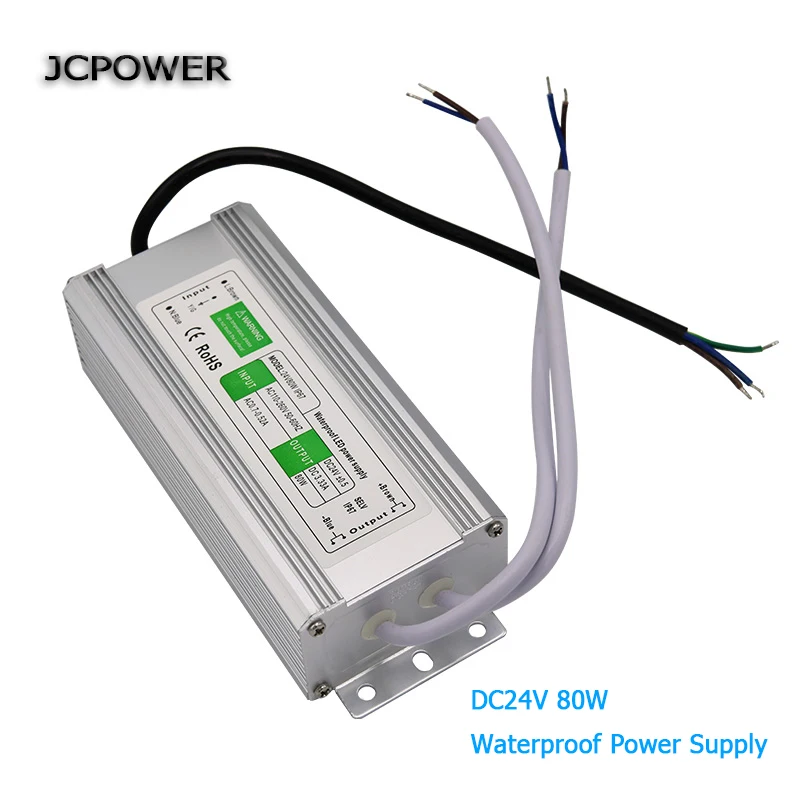

AC100V 110V 220V 240V to DC24V 80W Led driver waterproof IP67 Power Supply lighting Transformer for led strip Lights