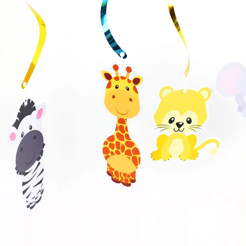 Safari Animal Jungle Ceiling Hanging Swirl Decorations Boy Baby Shower Cutout Festive Party Supplies DIY Decorations Event Party