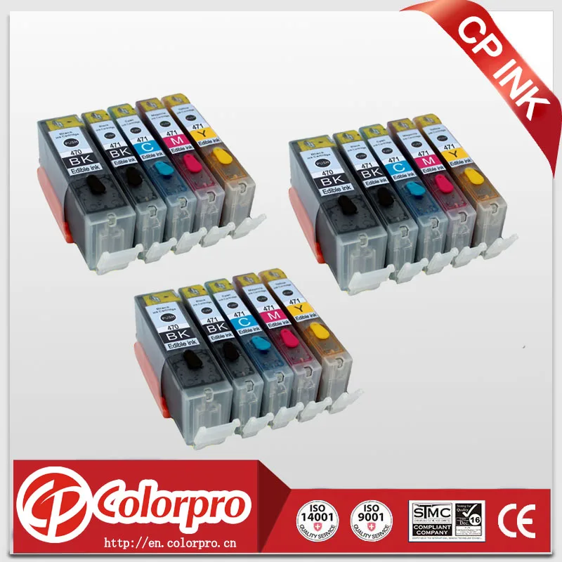 

Free shipping 15PK (3PBK+3BK+3C+3M+3Y) PGI 470 CLI 471 edible ink cartridge for Canon pixma MG5740/MG6840/MG7740