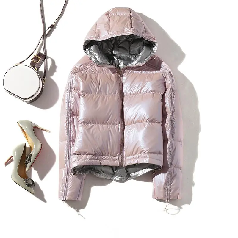 FTLZZ, женские двухсторонние Серебристые пуховые парки, пальто, зимняя женская куртка-пуховик с капюшоном, водонепроницаемая зимняя верхняя одежда - Цвет: 3
