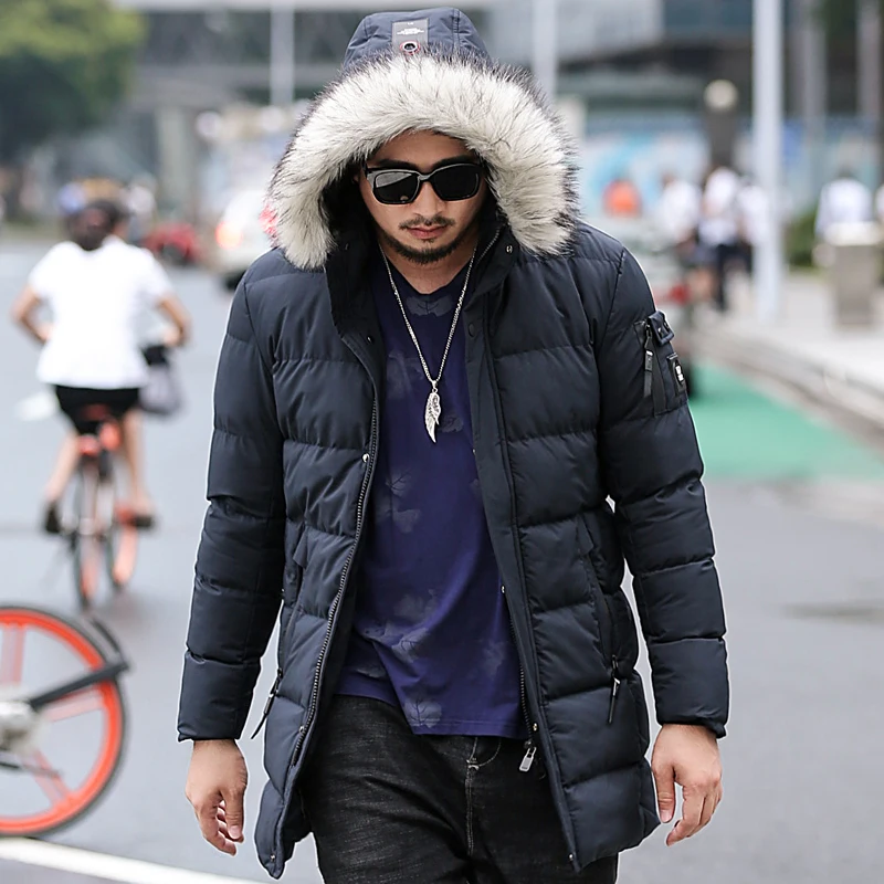 

Mens Winter Jackets and Coats Hooded Windbreakers Men's Parka Warm Wadded Overcoat Medium Long Male High Quality Outerwear 473