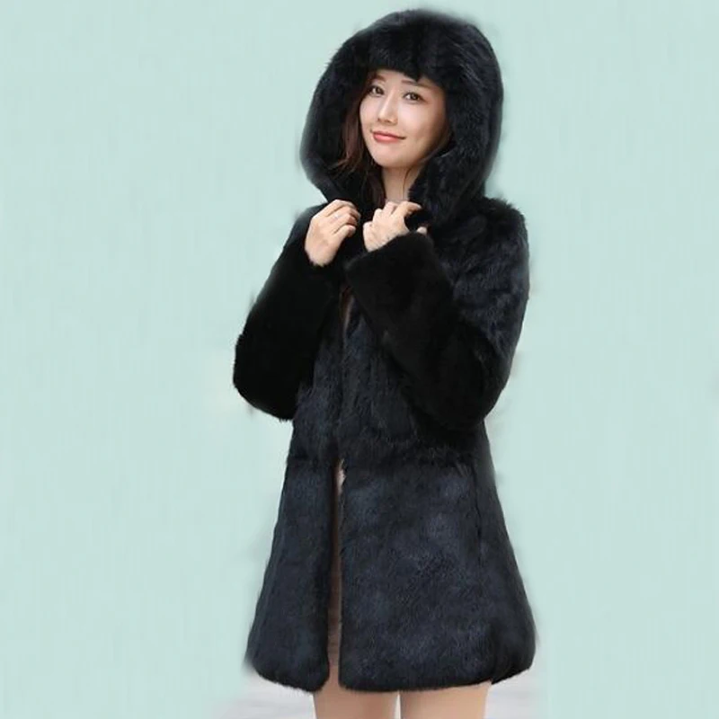 Куртка из кроличьего меха, пальто из натурального меха, женская зимняя куртка с капюшоном, настоящая цена, верхняя одежда ksr464