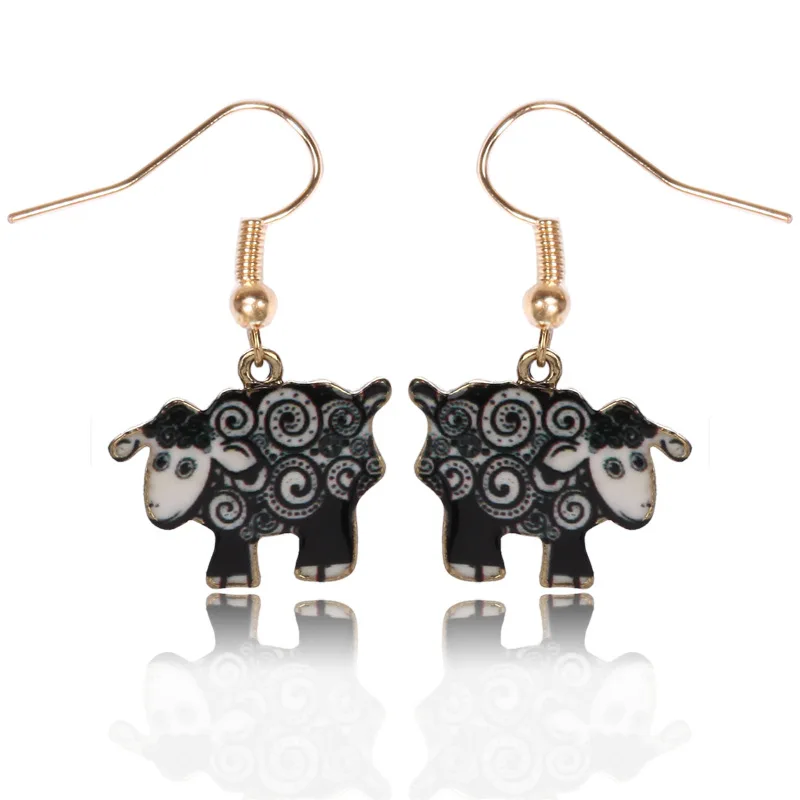 Новые эмалированные серьги гвоздики в виде звёзд овец|animal earrings|stud earringsstud earrings gold |