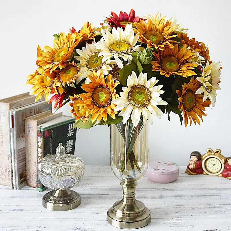 sunflower artificial flower big bouquet flowers home decoration wedding photography decorative ornaments (5)