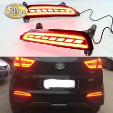 Светодио дный светодиодные задние противотуманные фары для hyundai Creta 2014 2015 2016 2018 В 2017 12 В заднего бампера свет авто Стоп сигнал поворота отражатели