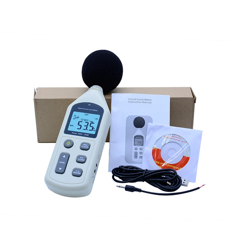 

BENETECH Digital Sound Level Meter USB Noise Tester meter GM1356 30-130dB A/C FAST/SLOW dB+Software connected to computer