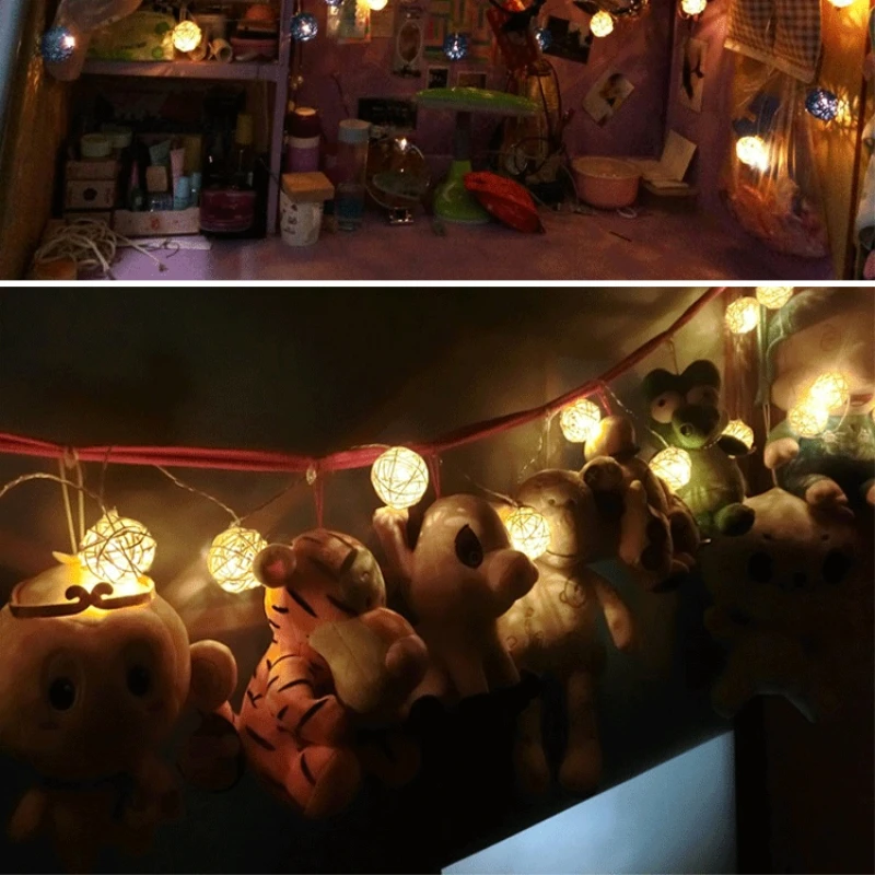 JULELYS 5 м 20 лампочек гирлянда светодиодный светильник украшение для свадьбы Рождество герлианда ротанга связка шаров огни для домашнего декора комнаты