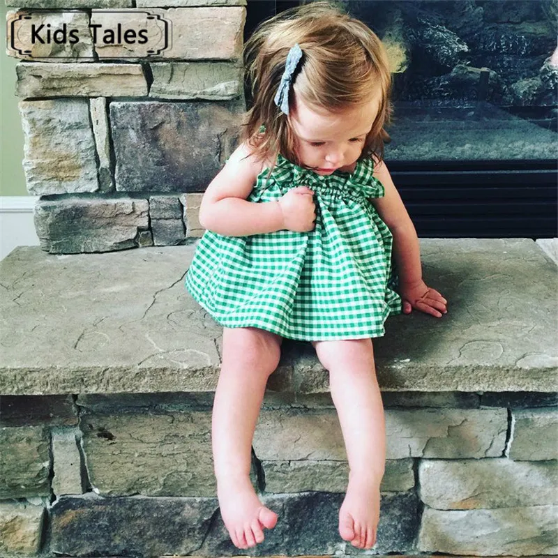 2018 New Fashion Baby Girl Dress Summer Girls Cotton Plaid Dress Infant