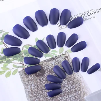 

Reusable Full Cover Nail Art Tips With Glue Girls Summer Fashion Jelly Color False Nails Women Simple Color Natural Fake Nails