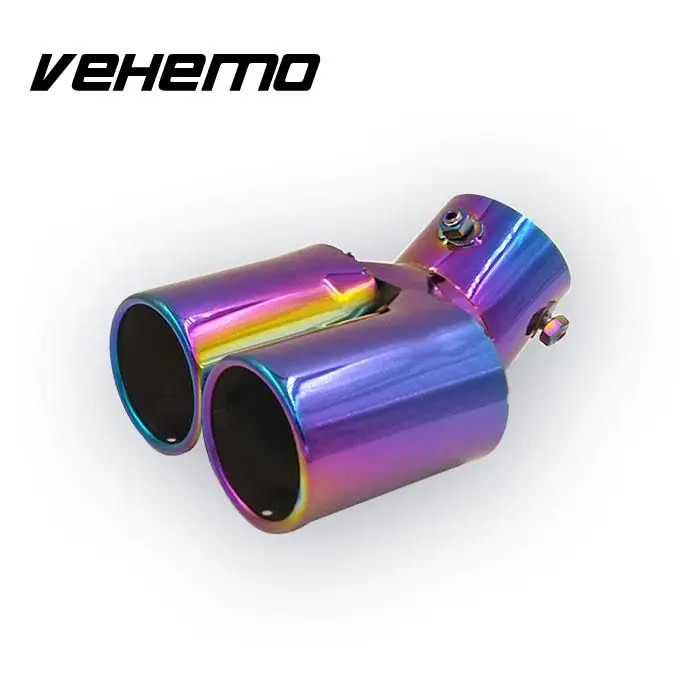 Vehemo Car Twins Rear Curved Exhaust Tail Tip Pipe Muffler Stainless ...