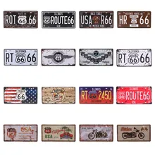 Ruta 66 de EUA coche número carteles de hojalata vintage placa cartel Bar decoración pared Club garaje hombre cueva 15*30cm C10