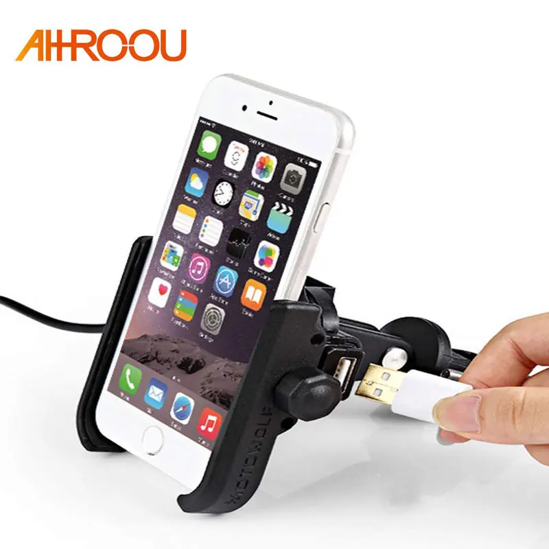 AHHROOU العالمي دراجة نارية من سبائك الألومنيوم حامل هاتف ل iPhoneX 8 7 6 دعم الهاتف موتو الوقوف ل USB شحن قوس AHHROOU العالمي دراجة نارية من سبائك الألومنيوم حامل هاتف ل iPhoneX 8 7 6 دعم الهاتف موتو الوقوف ل USB شحن قوس