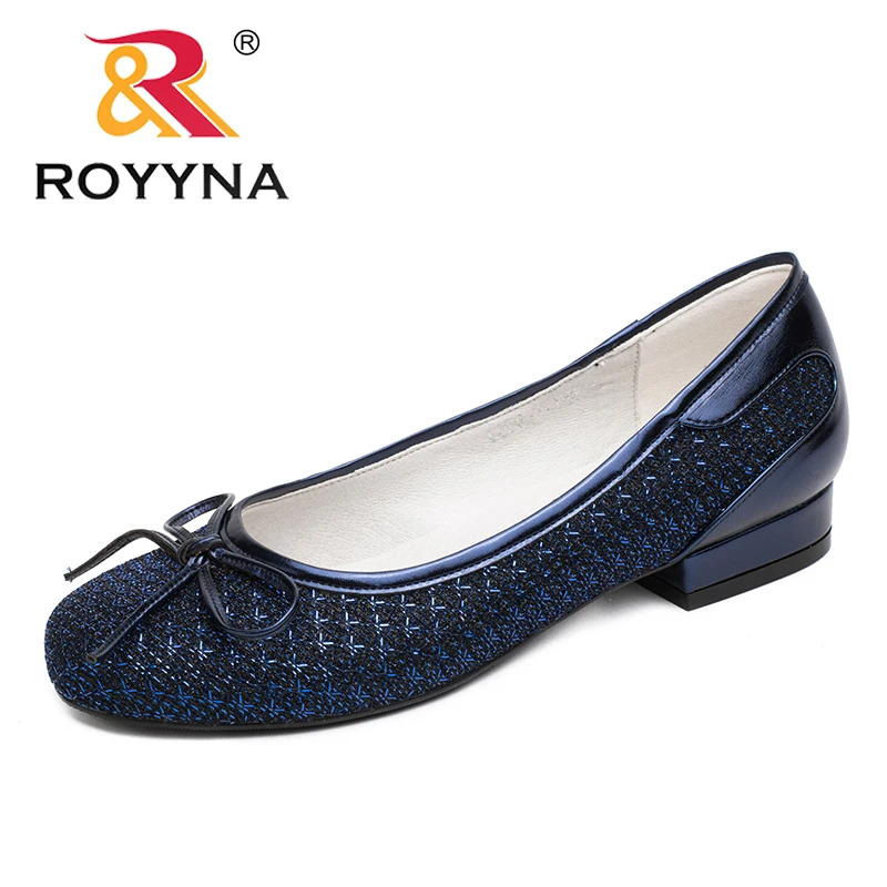 ROYYNA/Новые модные женские туфли-лодочки женские модельные туфли с бантом женские офисные туфли без застежки женские свадебные туфли с круглым носком