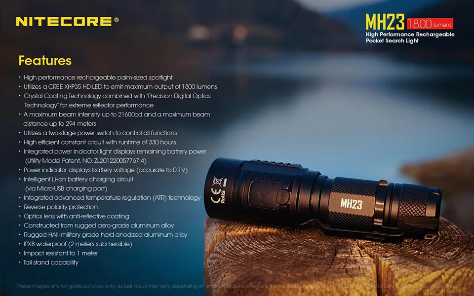 2018 новый Nitecore MH23 CREE xhp35 HD светодиодный 1800 Люмен USB Перезаряжаемые фонарик