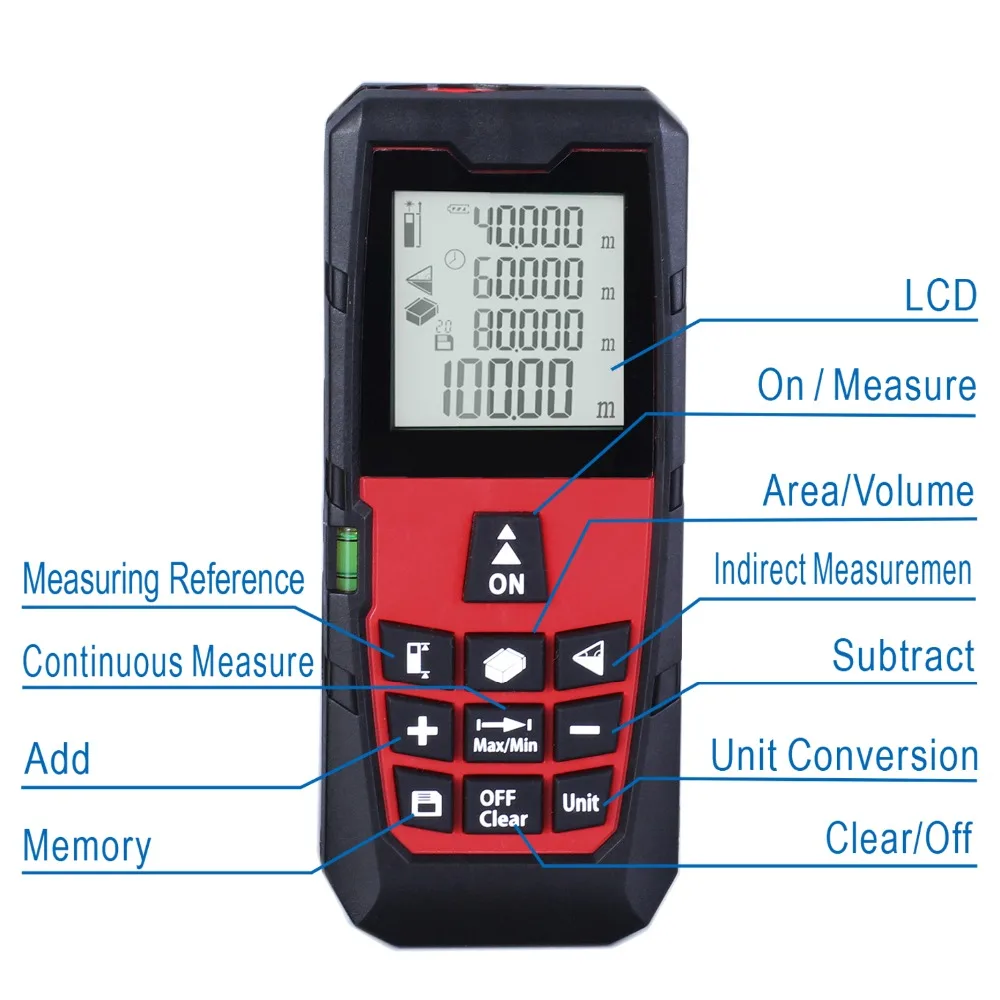 Красный 80 м/262ft высокоточный портативный дальномер лазерный дальномер измерительный прибор область/диапазон громкости