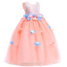 Длинное платье с цветочным узором для девочек Одежда для рождественской вечеринки детская одежда праздничные платья для девочек, От 3 до 12 лет Детский Костюм Церемония для девочек-подростков